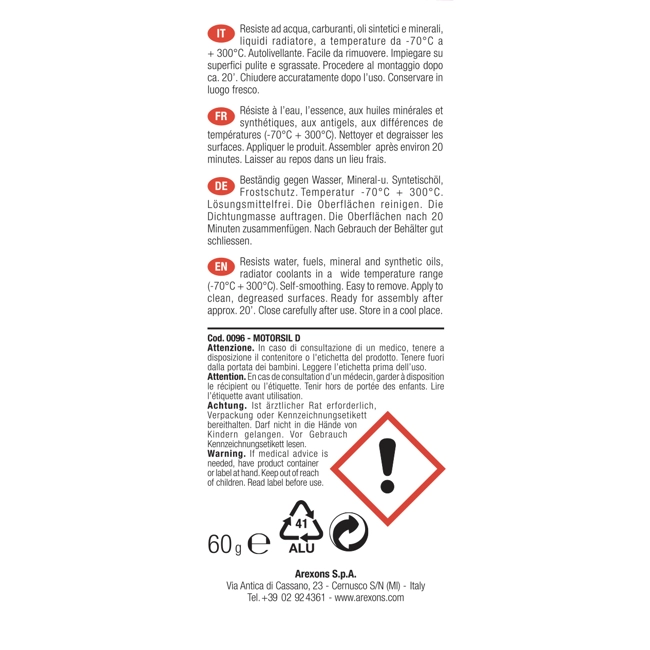 Vendita online Motorsil D rosso guarnizione siliconica per coppa olio  60gr